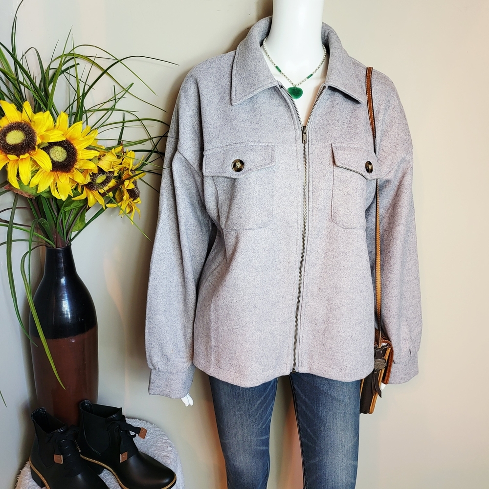 Hem & Thread Light Gray Fully Lined Jacket - image 4
